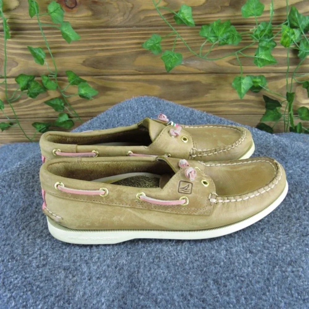 SPERRY Women's Laceless Boat Shoe Brown Leather Sz 6.5 Medium Gently‎ Used 2025